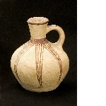 Decorated vase with handle