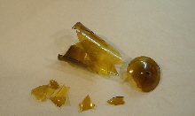 Fragments of a bell-shaped glass beaker