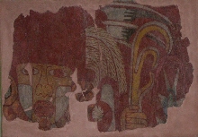 Painting fragment depicting a figure holding a plant