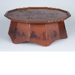 Tray table (soban 소반) with dodecagonal top, decoration of a mountain landscape
