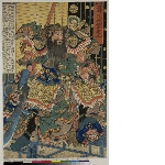 Tsūzoku Sangokushi eiyū no ichinin (Heroes of the popular History of the Three Kingdoms, one by one): Guan Yu at the gate