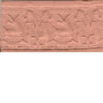 Cylinder seal with two sitting figures