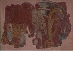 Painting fragment depicting a figure holding a plant