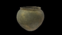 Egg-shaped pot with small opening and flaring rim