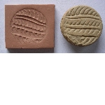 Stamp seal with wavy, parallel lines